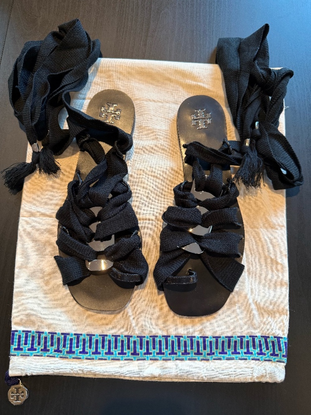 NEW Tory Burch Black Sandals, Women's size 9